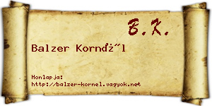 Balzer Kornél névjegykártya